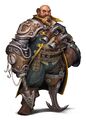 One of the earliest pieces of concept art, depicting a monster hunter. A lot of the motifs established in this image echo through the design of Kul Tiran physical features, weapons, and armor, including the Kul Tiran heritage armor.[119]