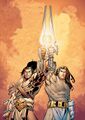 Lo'Gosh and Varian wielding their twin blades Shalla'tor and Ellemayne in Preview cover sample #17.