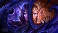 Xal'atath (left) and Alleria Windrunner on a The War Within wallpaper.