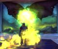 A doomguard exhales fel on his target...