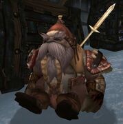 A tuskarr with a hat in Northrend.