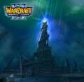 The original Warcraft III: The Frozen Throne login screen featured a much darker version of the Frozen Throne at Icecrown Citadel.