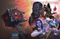 Cover art for the Game Informer magazine, depicting Bolvar and other Blizzard characters.