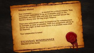 Sylvanas' letter to the Horde adventurer