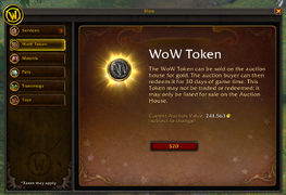 WoW Token category as of patch 10.1.0