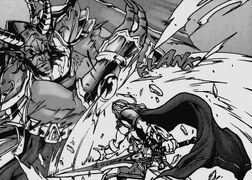 Arthas fighting against Mal'Ganis in the manga.