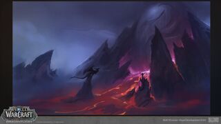 Concept art of a volcano based around a giant dragon egg radiating heat.