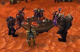 The Bleeding Hollow table, with Manslayer, Ukos, Ritssyn, Jorin, and Kilrath.
