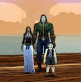 A young Taelan with his parents in World of Warcraft.