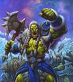 Chargeleader Saurfang leading the Frostwolfs in Hearthstone.