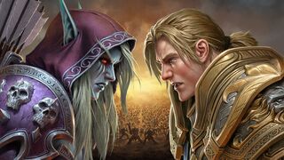 Promotional art Anduin and Sylvanas face off.