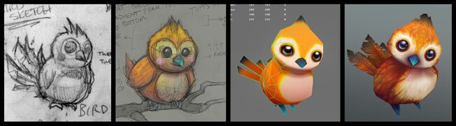 Various stages of Pepe's development into his WoW appearance.