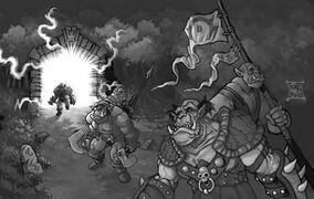 Warcraft RPG art of the Horde entering Azeroth during the First War.