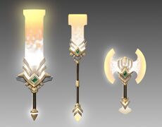 Concept art of Progenitor-themed weapons.