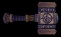 The Doomhammer model in World of Warcraft. It matches its Warcraft III cinematic appearance and includes the wolf symbol.