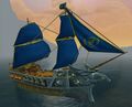 Alliance ship with a flag and with a sail as a banner