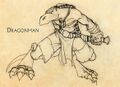 Creatures called dragonmen were conceptualized for the original game