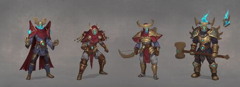 Concept art of Enlightened-themed player armor.