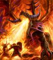 Onyxia's Lair raid set art and Onyxia stage 3 card art.
