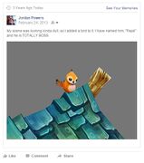 The first public appearance of Pepe, on Jordan Powers' Facebook