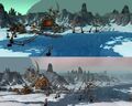 Above, Kaskala as seen during BlizzCon 2007, and then later. The town was also not ruined at these points.
