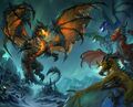 Artwork for the WoW TCG raid deck Battle of the Aspects