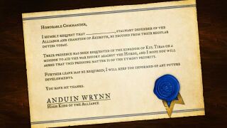Anduin's letter to the Alliance adventurer