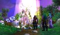 Cenarius projection with Illidan, Malfurion and Tyrande in the Dreamgrove.